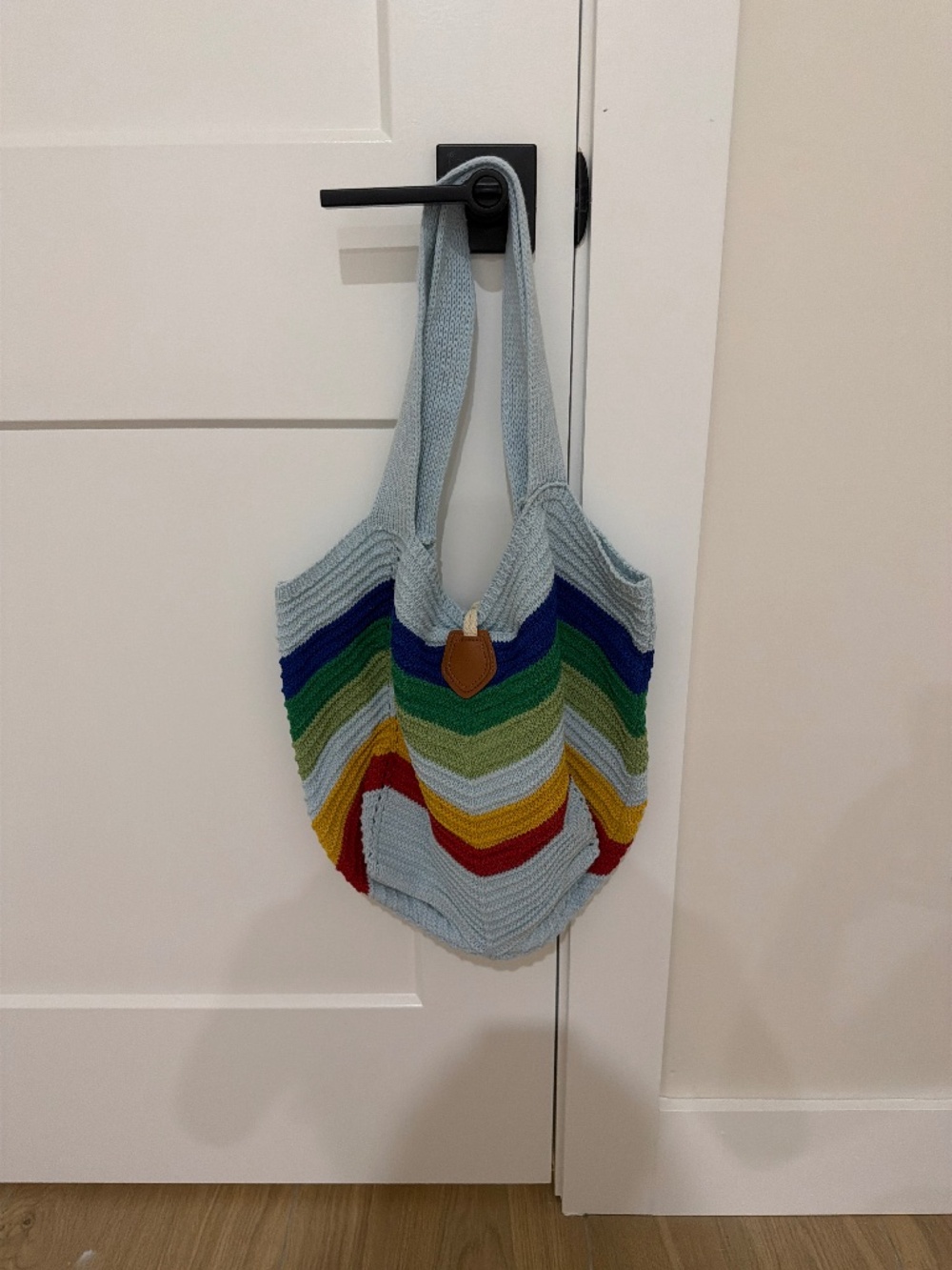 Rainbow fabric bag.